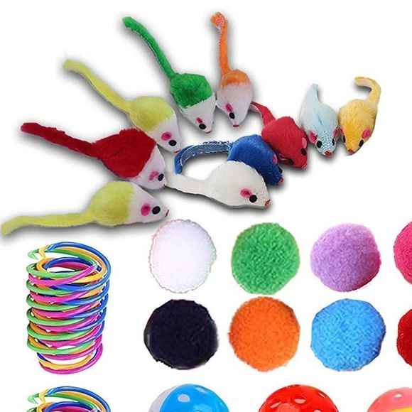KAYUSITER 48pcs Cat Toys Set Spiral Springs Assorted Cat Balls Crinkle Furry Cat - Picture 2 of 3